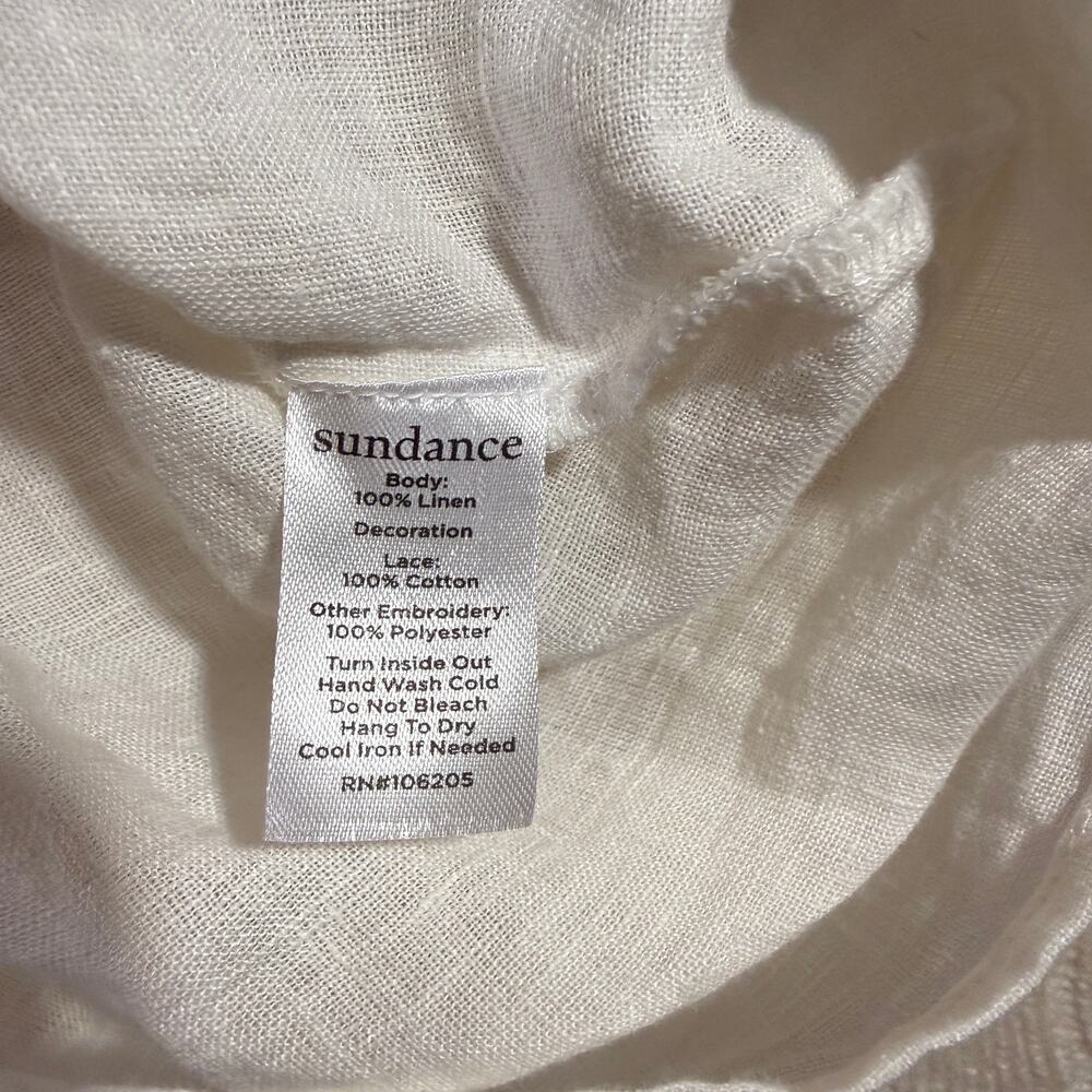 Sundance Floral Popover Colorful Embroidered Linen Short Sleeve Blouse L - Picture 6 of 8